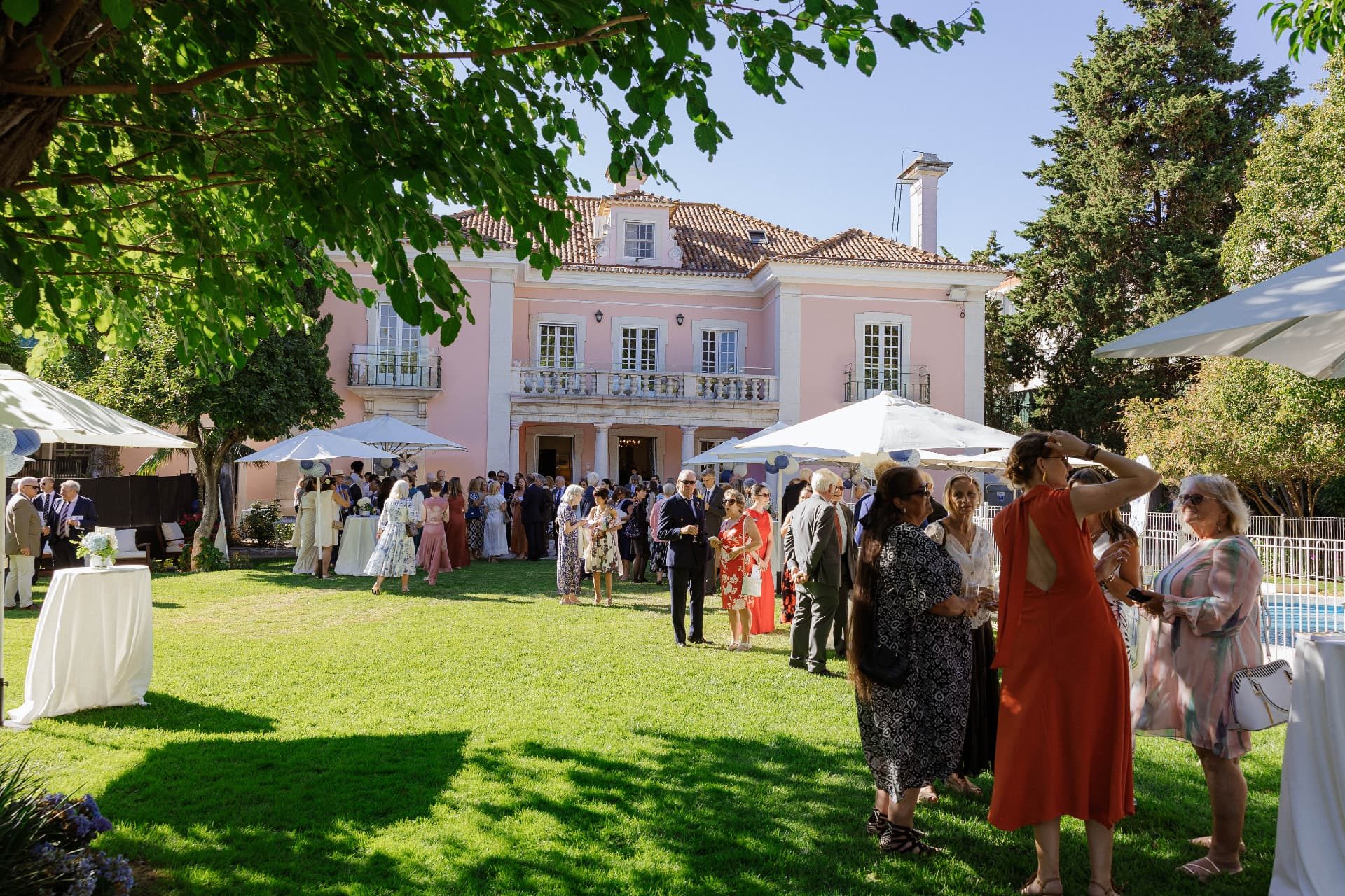 A garden party in the grounds of The British Retirement Home